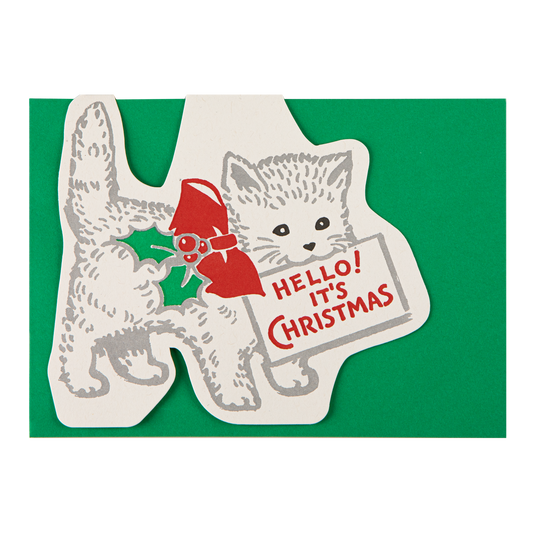 Christmas Cat Cut-Out Greeting Card