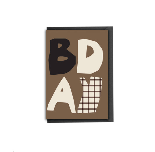 Muted Brown & Black BDAY Greeting Card