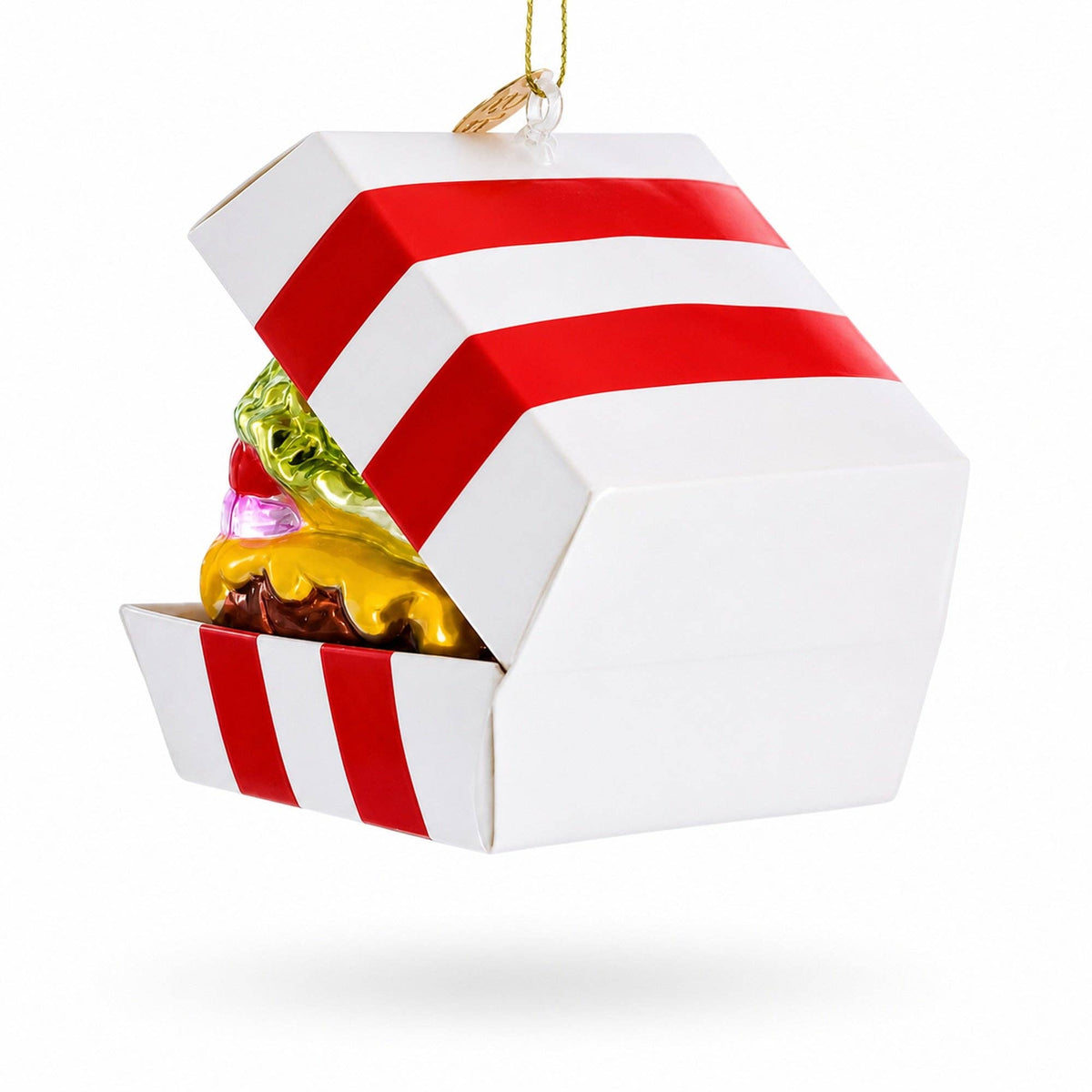 Cheeseburger Glass Christmas Ornament