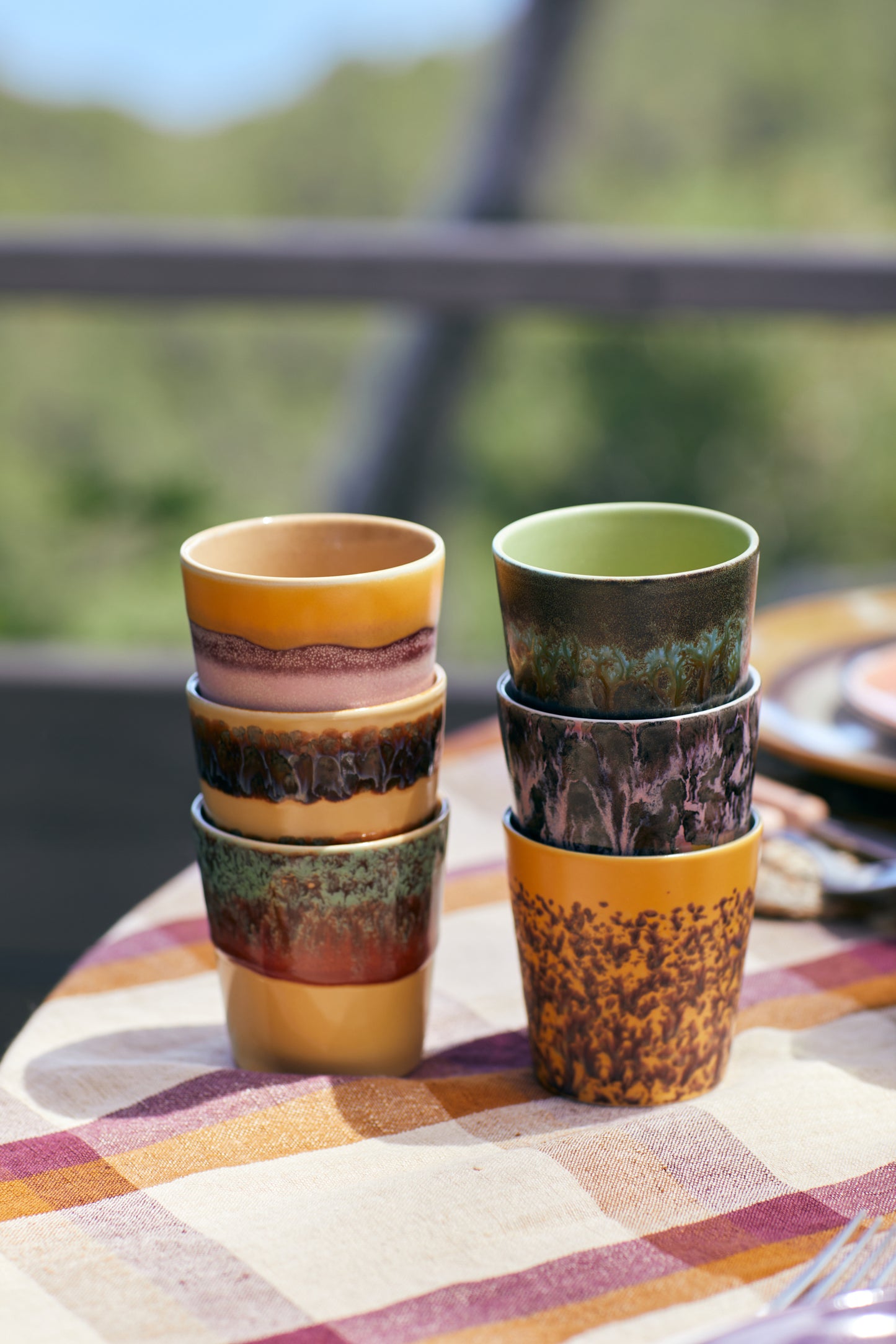 HKliving Ceramic 70's Valley Coffee Mugs (set of 6)