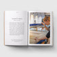 Open book showing a page with text and an image of a person working on a craft project.