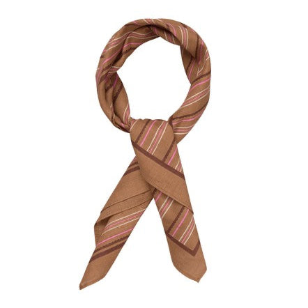 Becksöndergaard Wood Thrush Brown Scallopia Striped Cotta Scarf