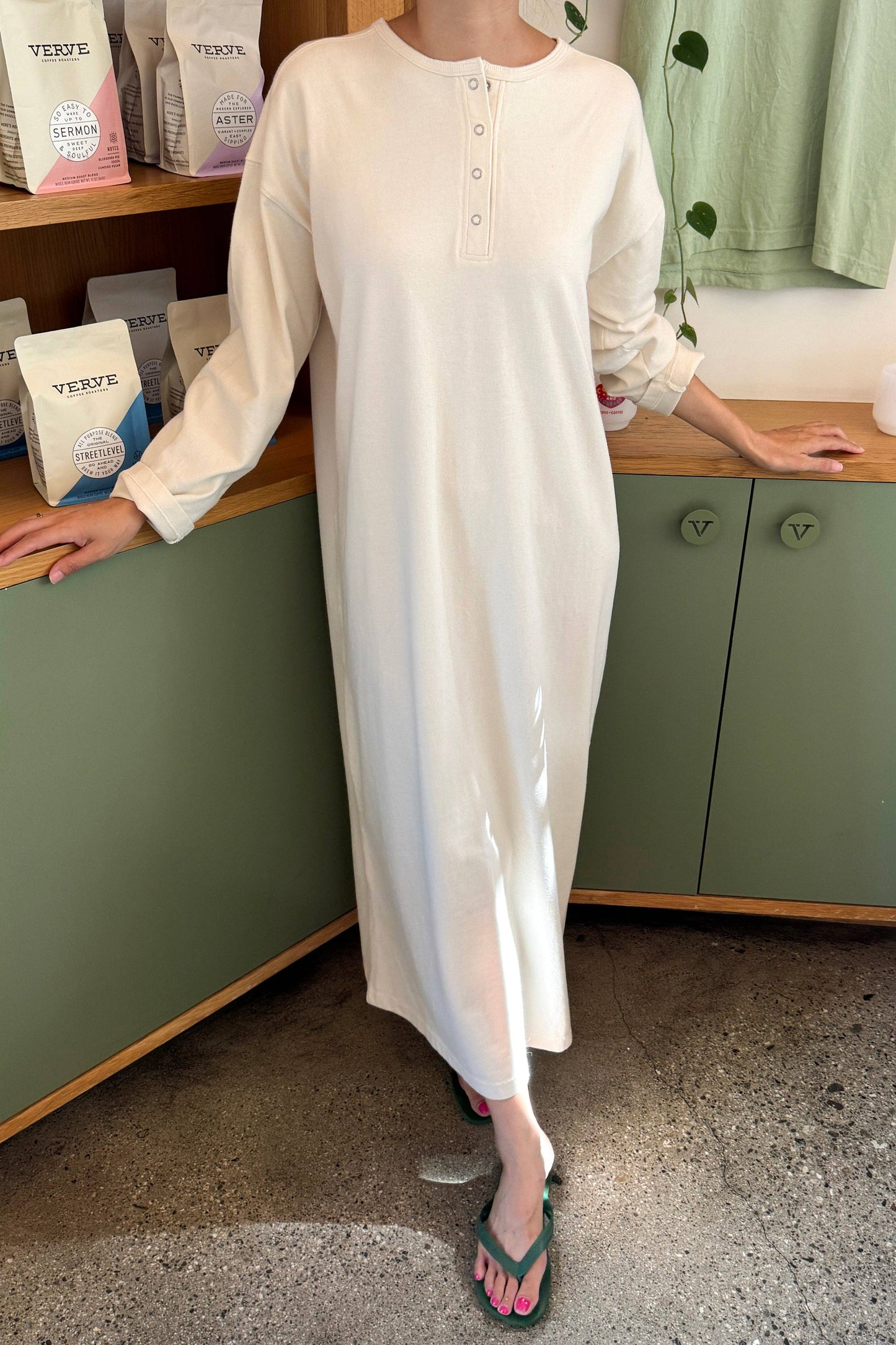 Le Bon Shoppe Naturel Soft Jersey Henley Dress