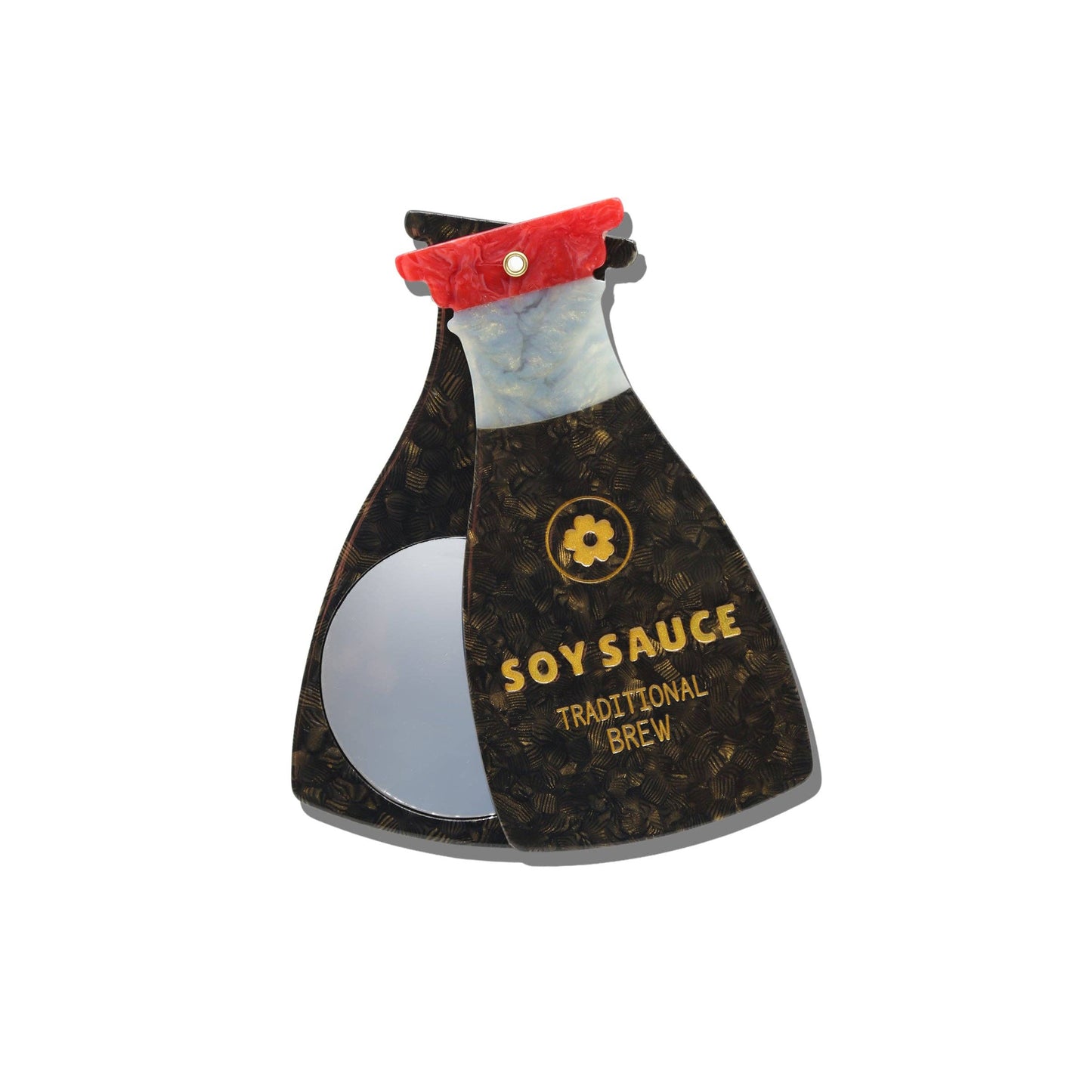 Soy Sauce Bottle Hand-Painted Compact Mirror