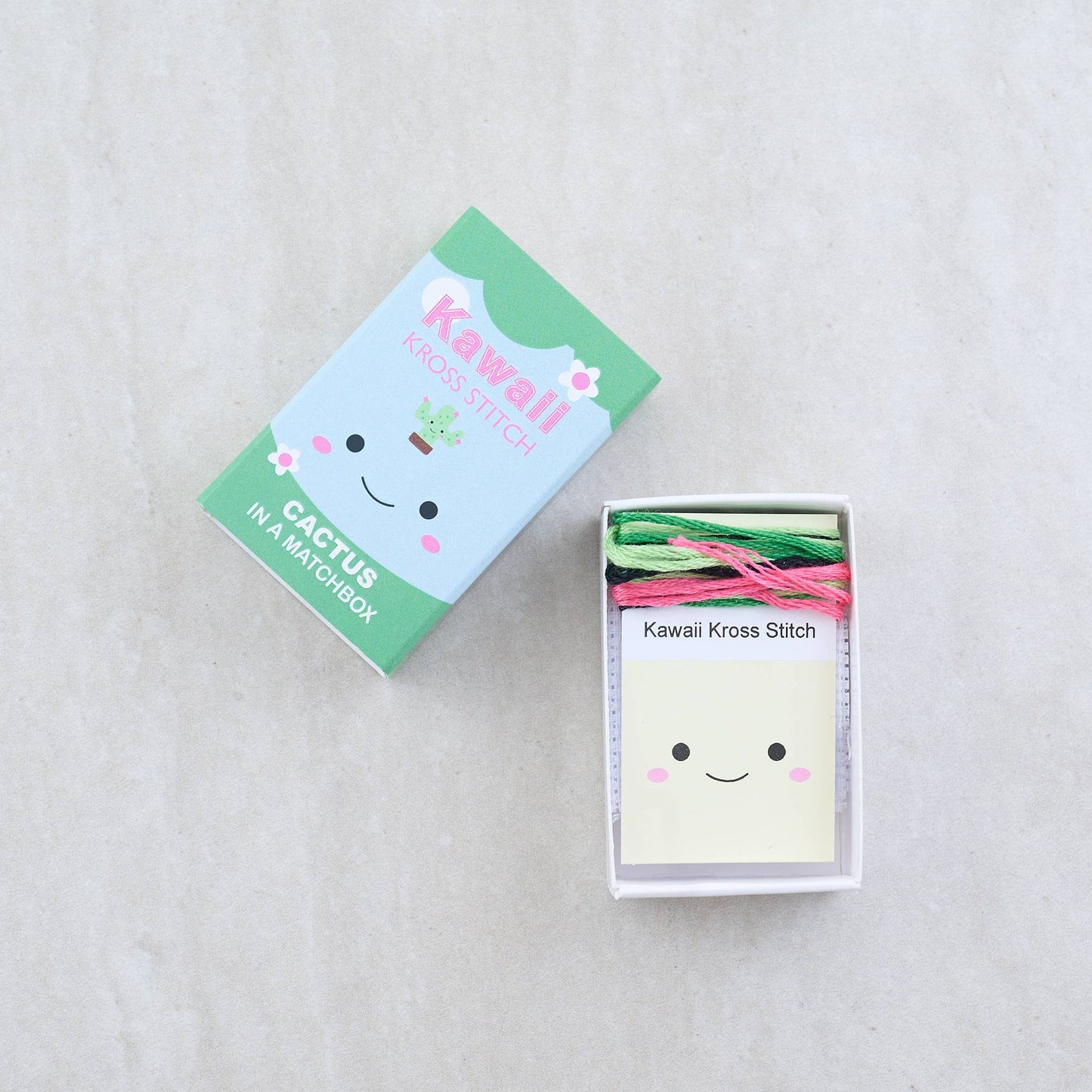 Kawaii Cactus Cross Stitch Kit In A Matchbox