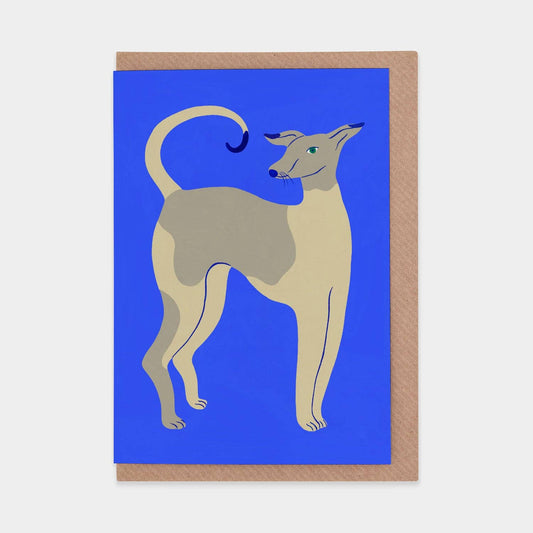 Young Dog on Blue Greeting Card