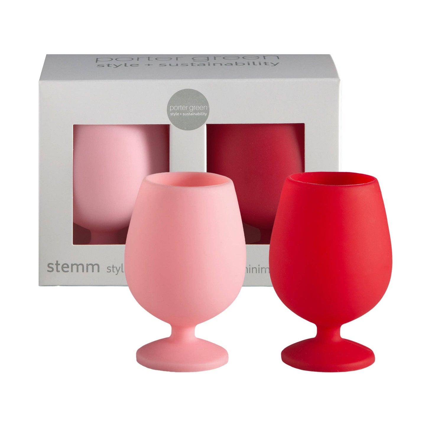 Cherry + Blush Stemm Silicone Unbreakable Wine Glasses