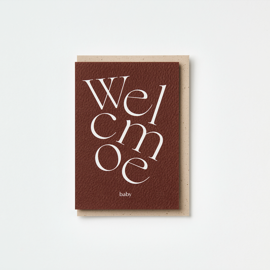 Russet Serif Type Welcome Baby Greeting Card