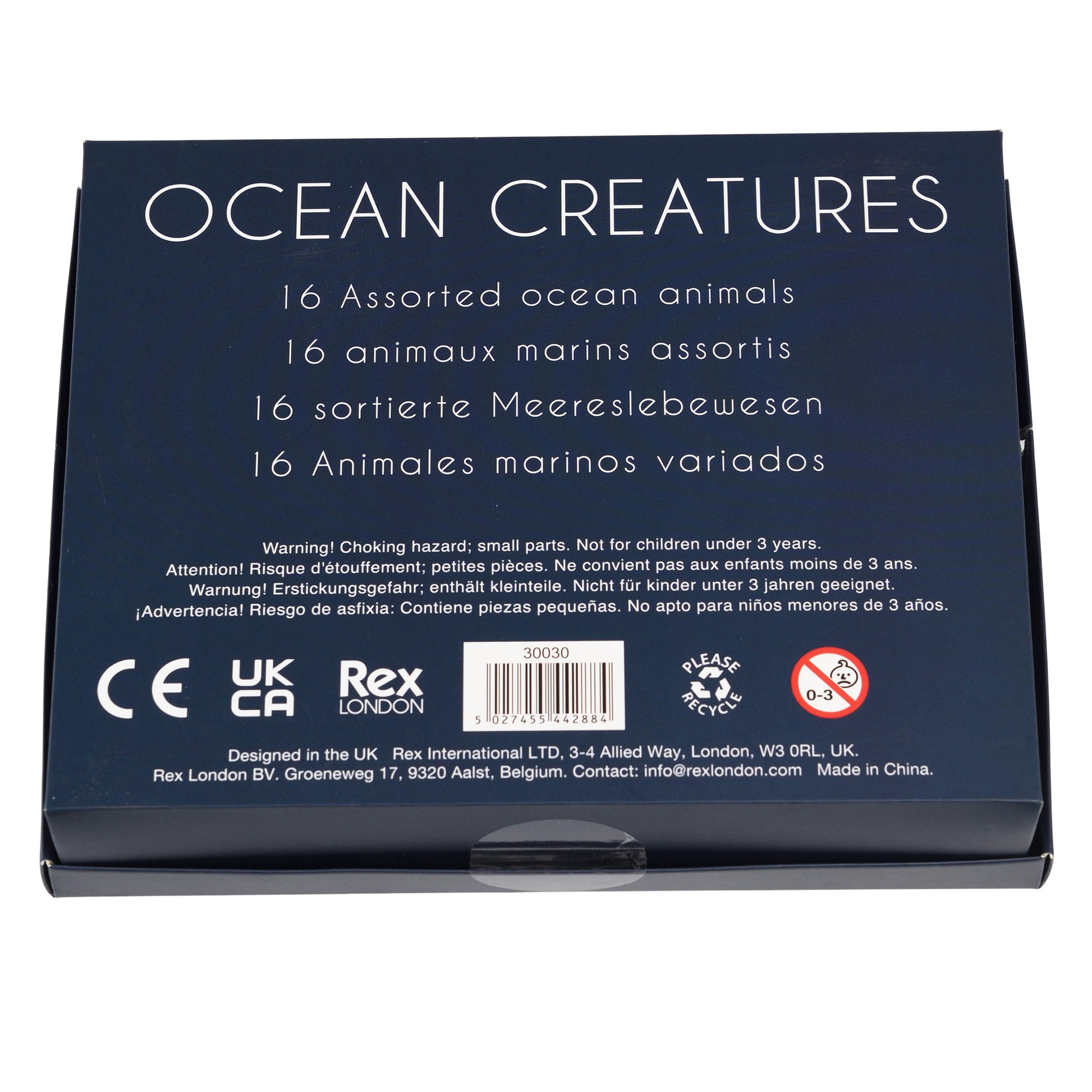 Box back with 'Ocean Creatures' text and product details on a white background