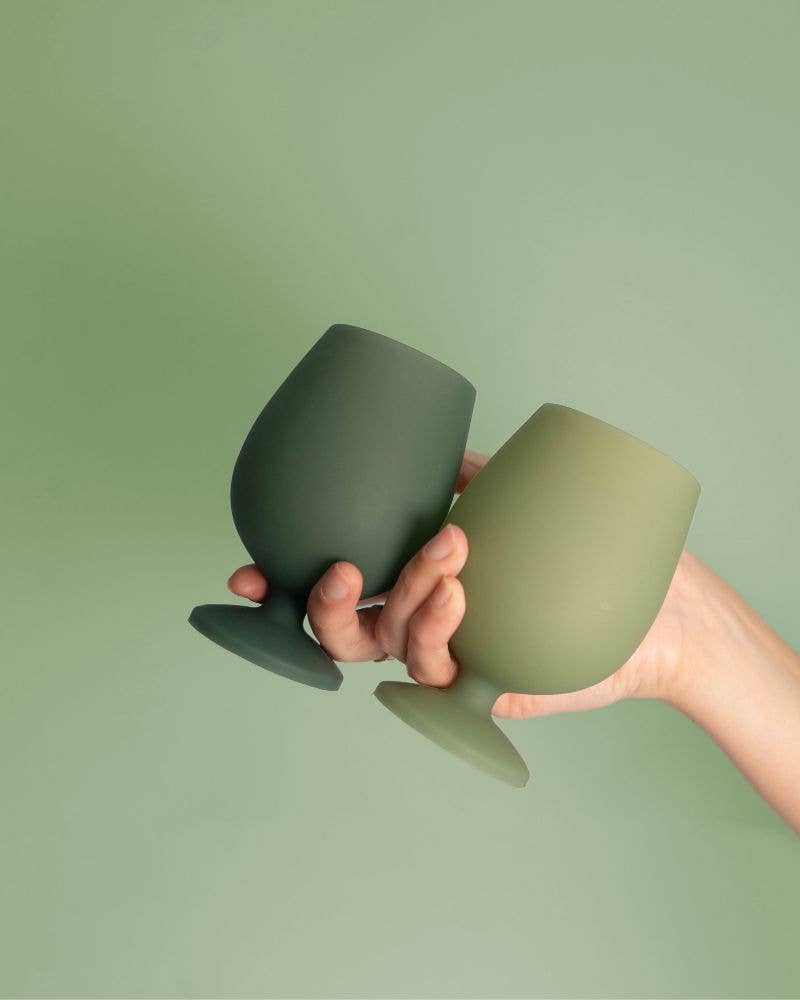 Sage + Olive Stemm Silicone Unbreakable Wine Glasses