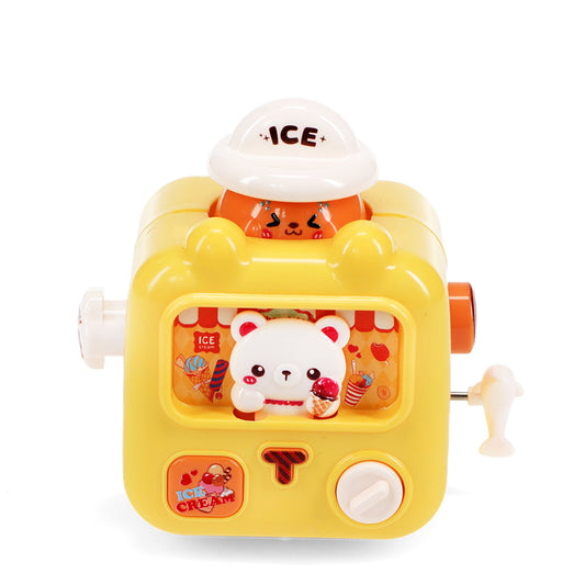 Toy ice cream maker with a cartoon character on a white background