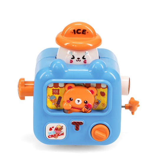 Toy ice cream truck with a bear character on a white background