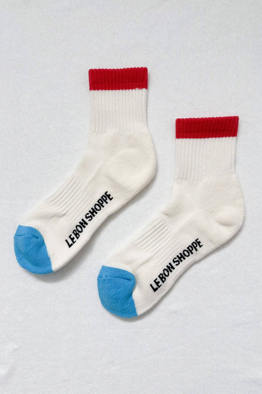 Le Bon Shoppe Blue Red Colour Block Girlfriend Socks