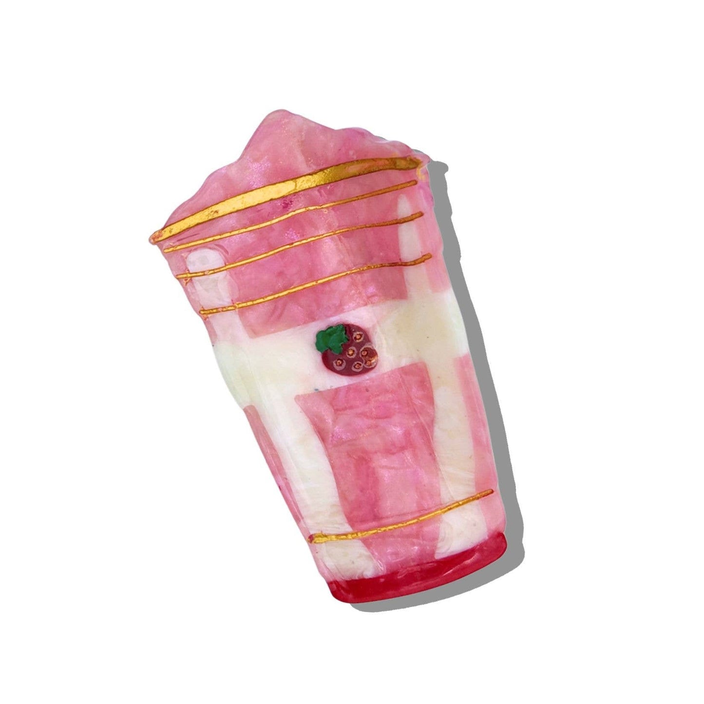 Hand-Painted Strawberry Smoothie Claw Hair Clip