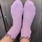 Le Bon Shoppe Lilac/Brown Petite Ruffled Modal Socks