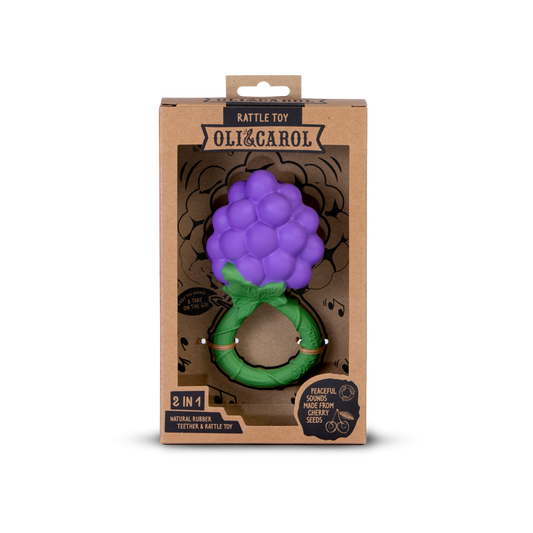 Grape Natural Rubber Baby Rattle