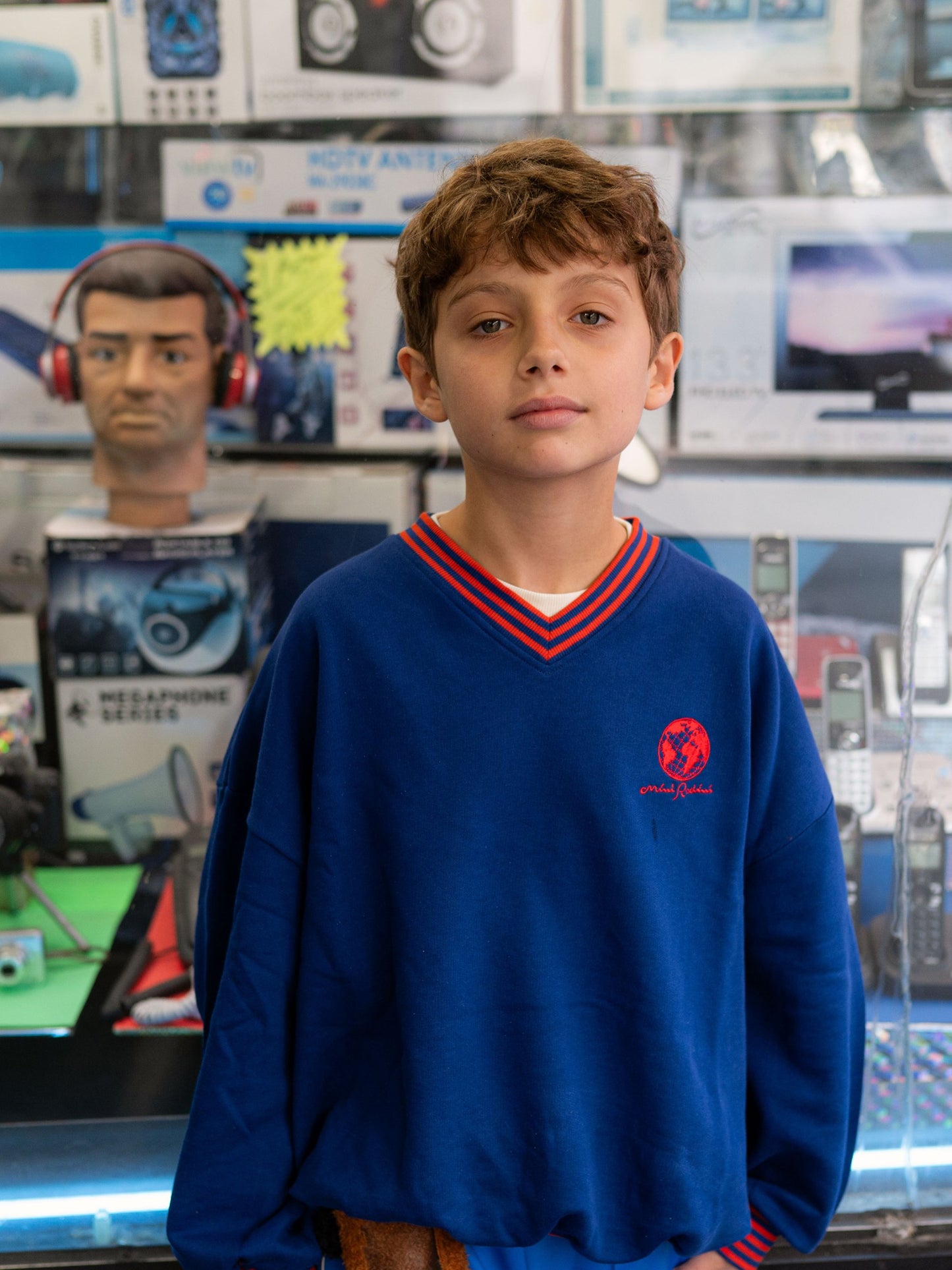 Mini Rodini Striped Rib Earth Embroidered Sweatshirt