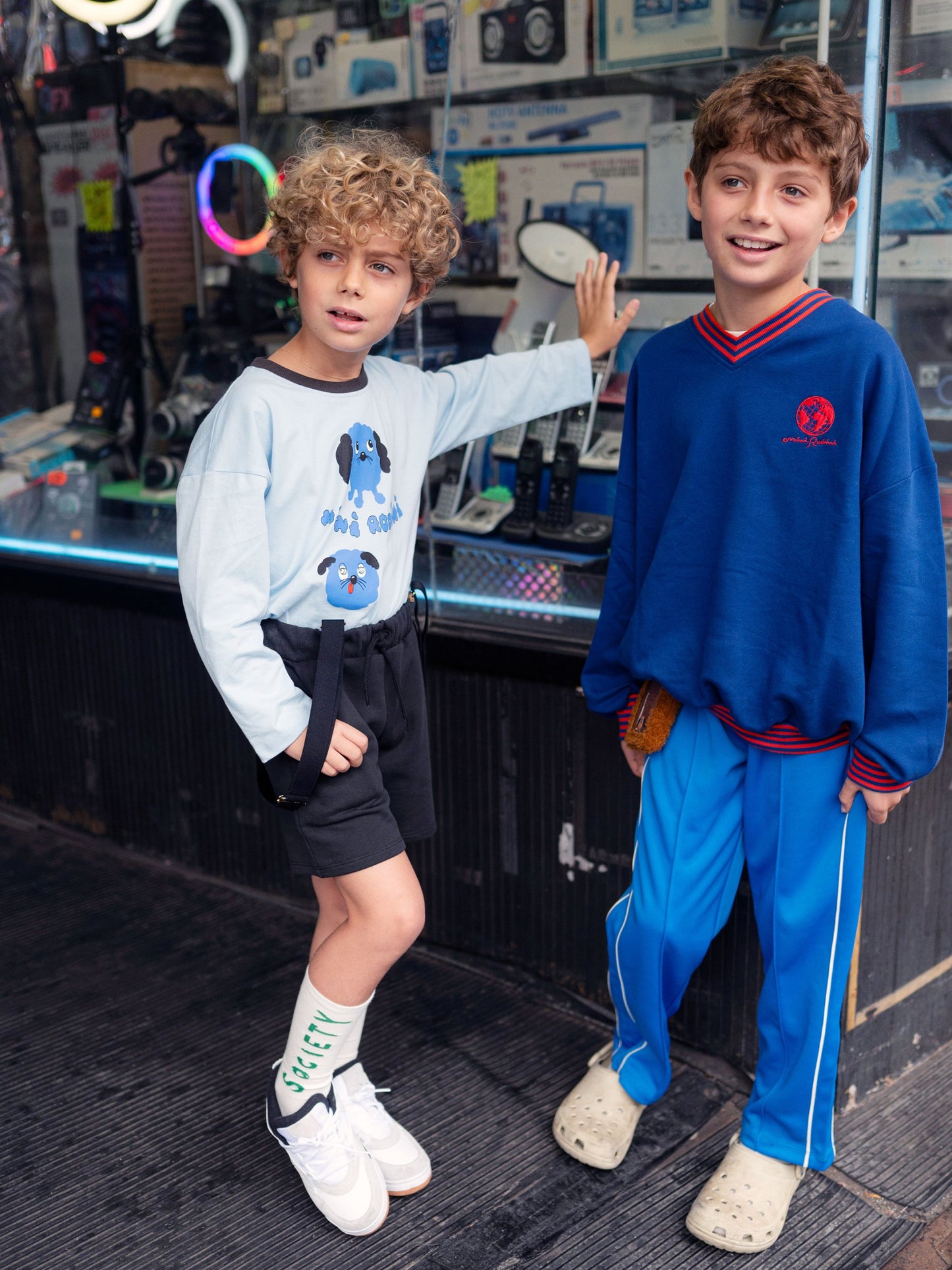 Mini Rodini Blue Doggies Long Sleeve Tee