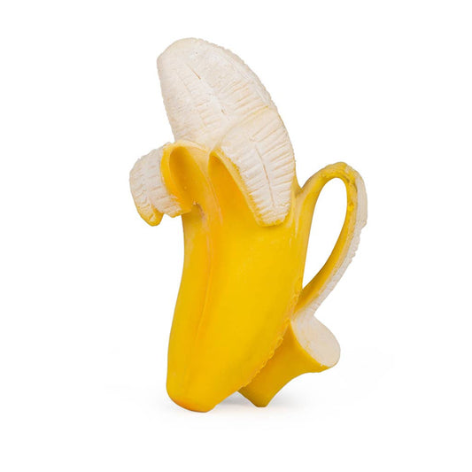 Yellow banana-shaped container on a white background