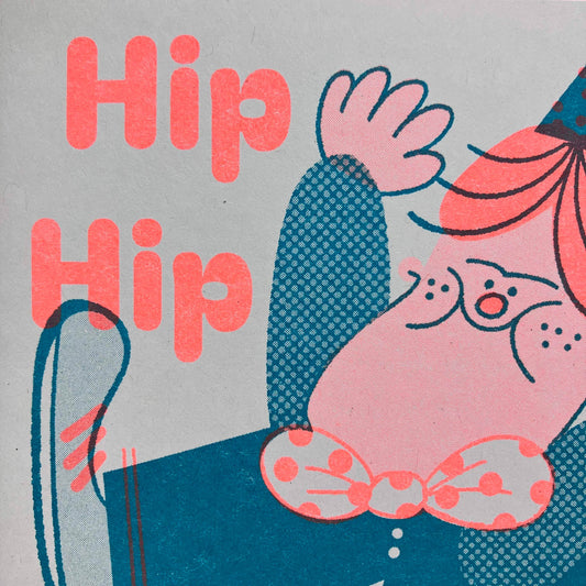 Hip Hip Hooray - A6 Riso Greeting Card  