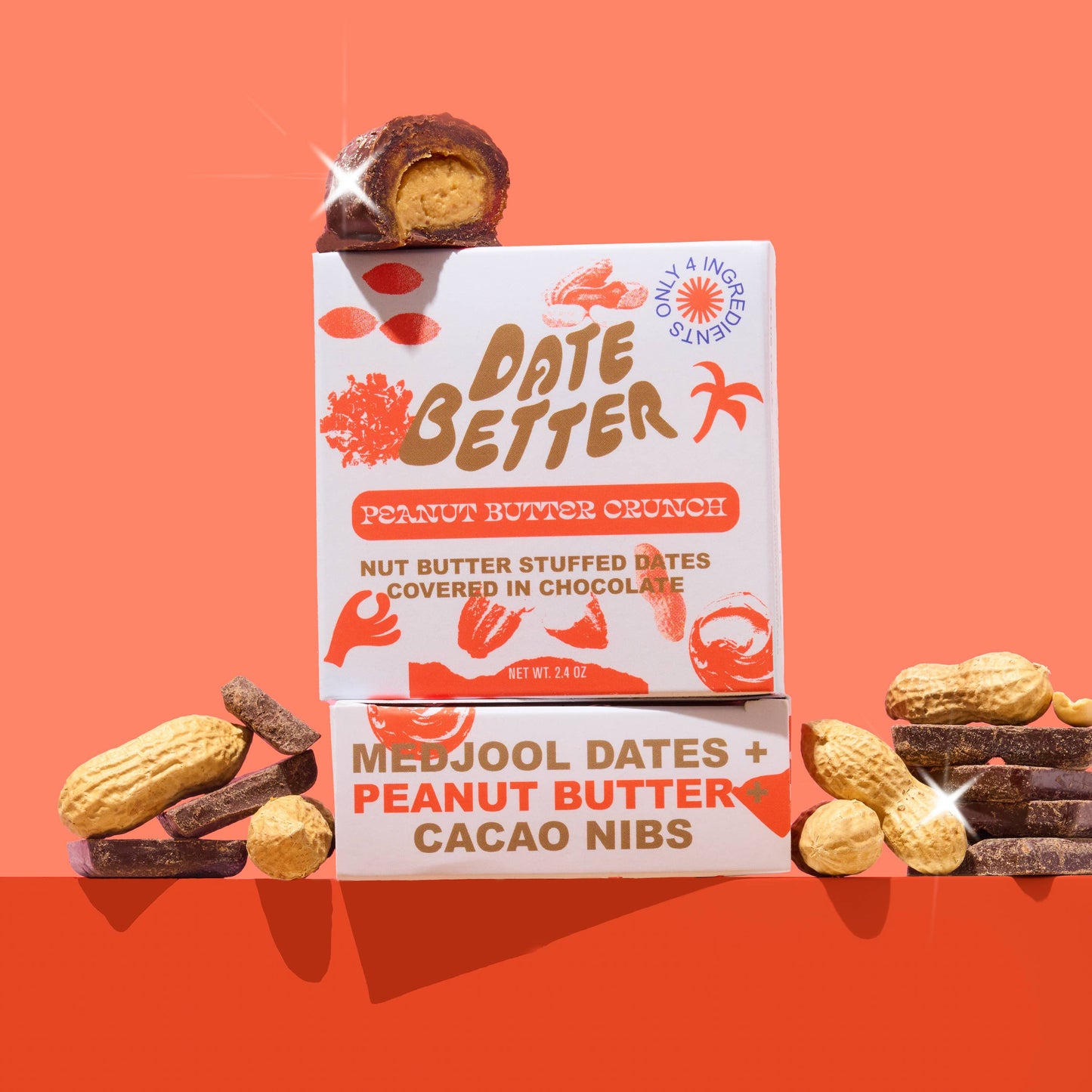 Peanut Butter Crunch Chocolate Covered Dates