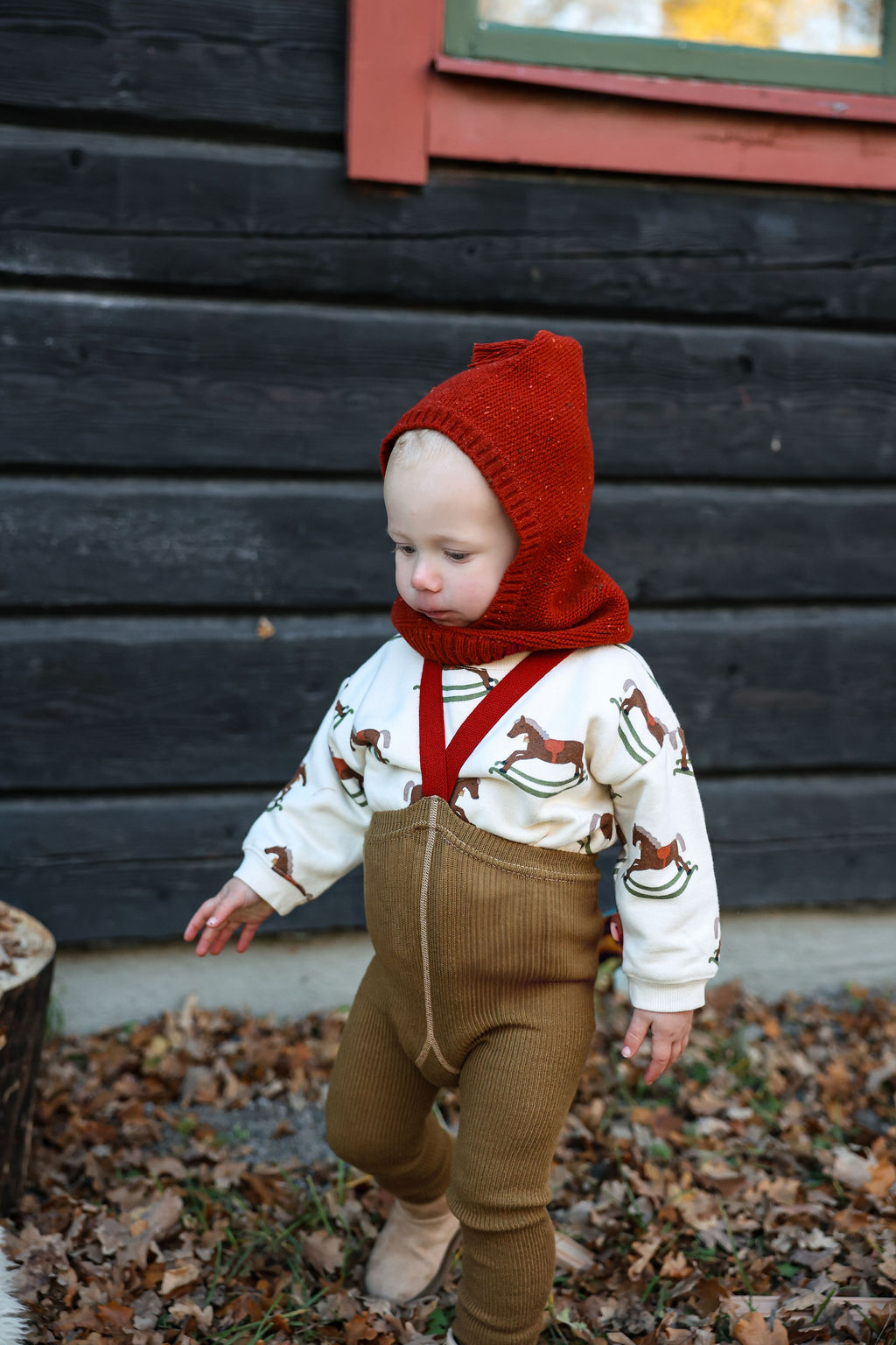 Silly Silas Acorn Brown w Maple Leaf Footless Tights