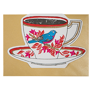 Birdy Tea Cup Letterpress Greeting Cards