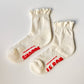 Le Bon Shoppe Vanilla / Red Ruffled Hugger Crew Socks