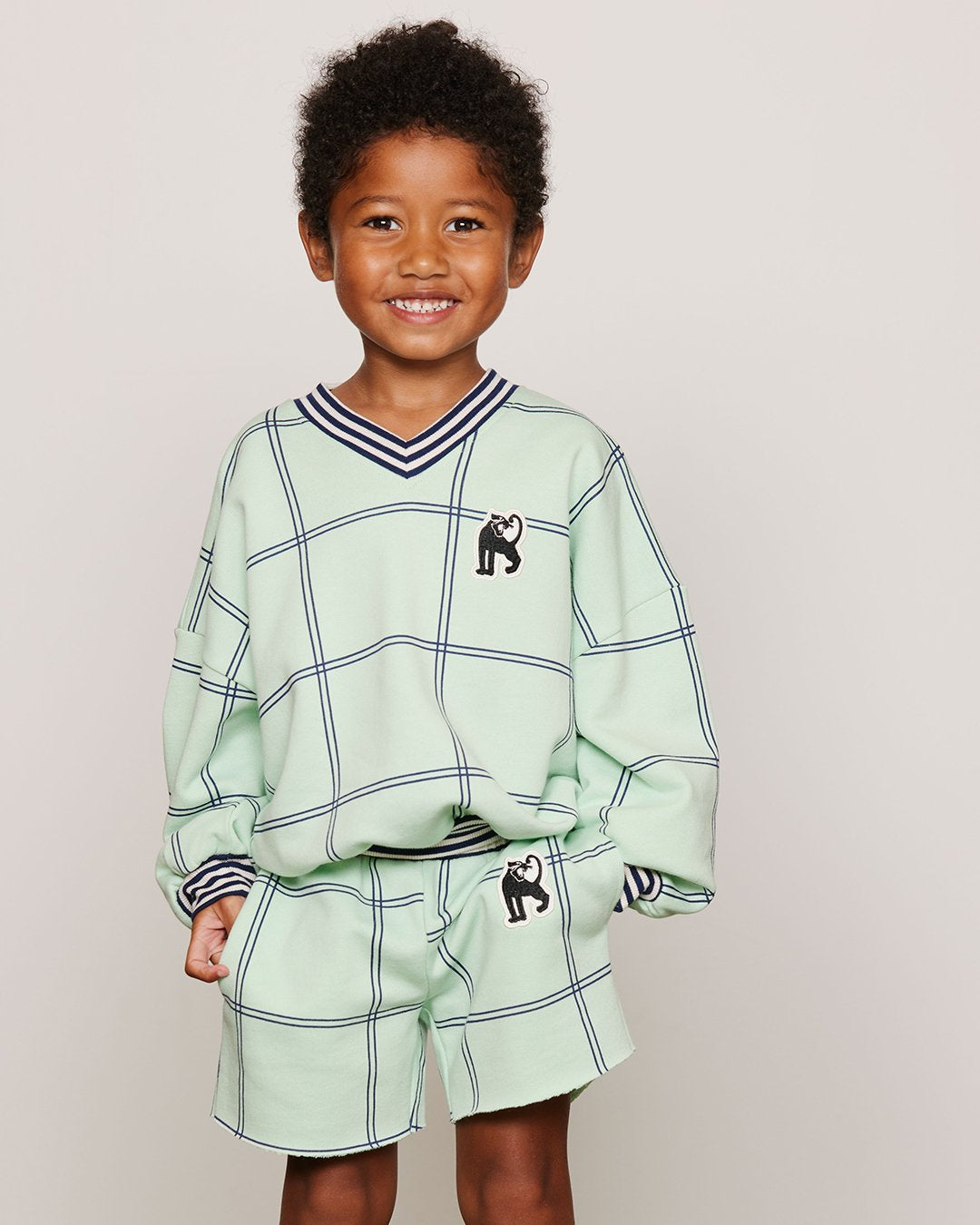 Mini Rodini Check  Panther Pa tch Sweatshirt