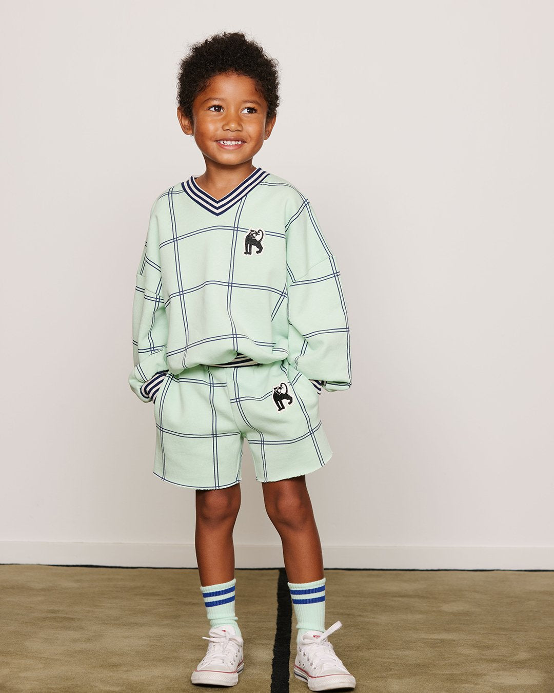 Mini Rodini Check  Panther Pa tch Sweatshirt