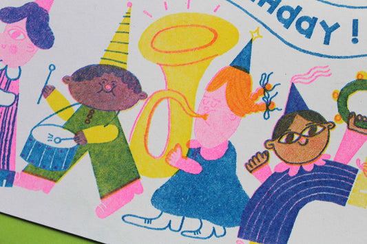 Birthday Parade - A6 Riso Greeting Card  