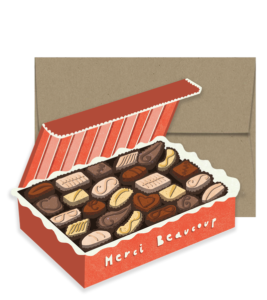 Isatopia - Merci Chocolate Box - Die Cut Greeting Card