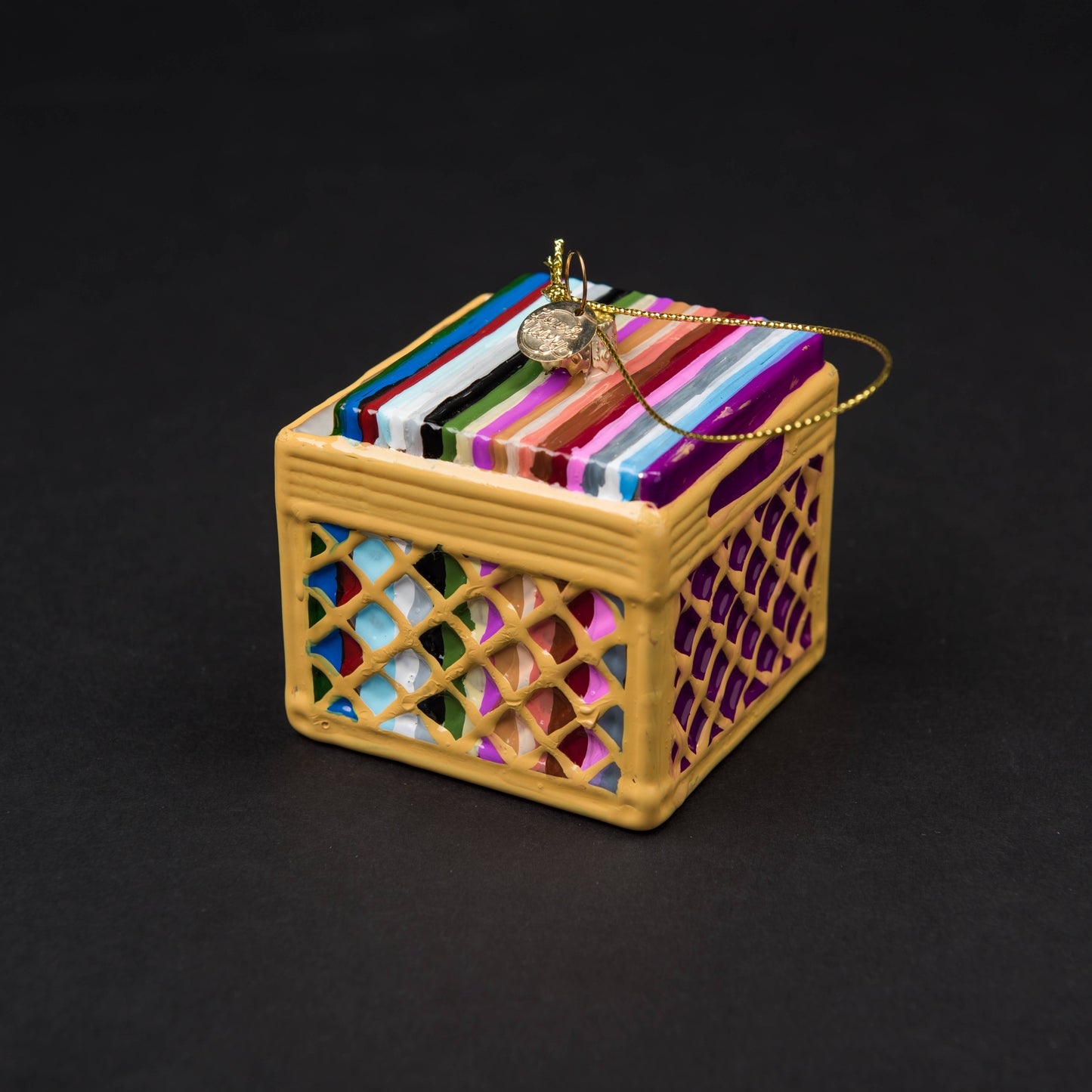 Record Crate Glass Christmas Decoration