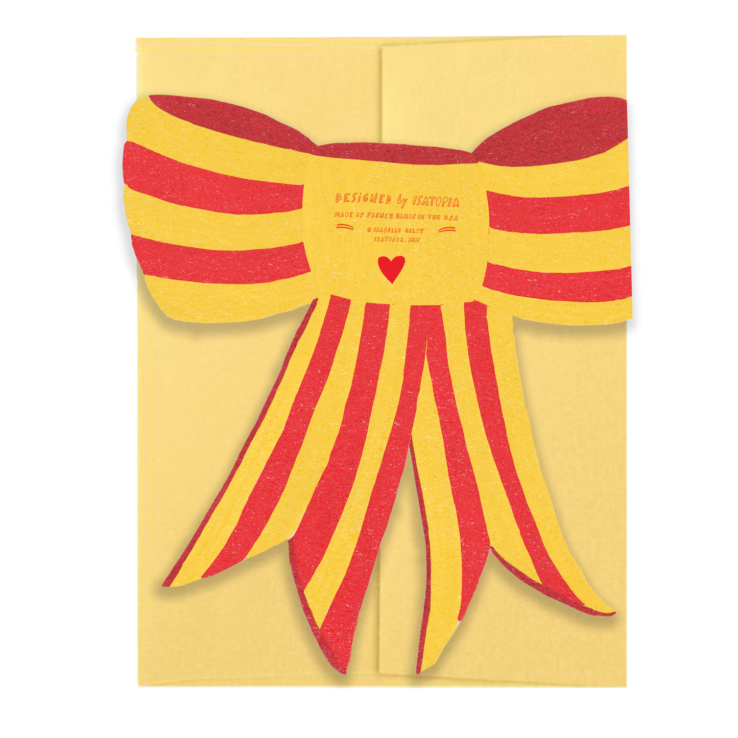 Stripy Bow Die Cut Greeting Card