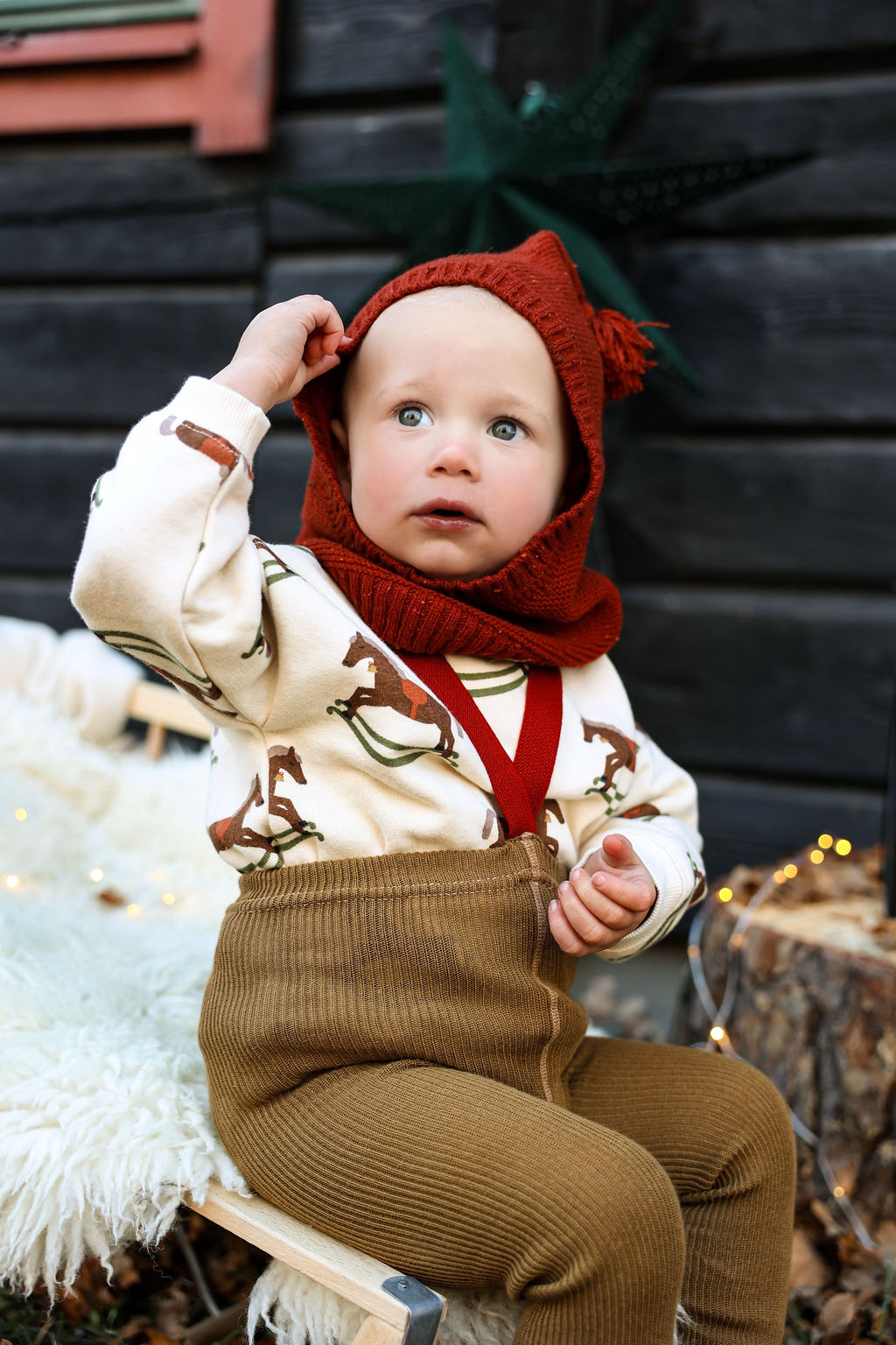 Silly Silas Acorn Brown w Maple Leaf Footless Tights