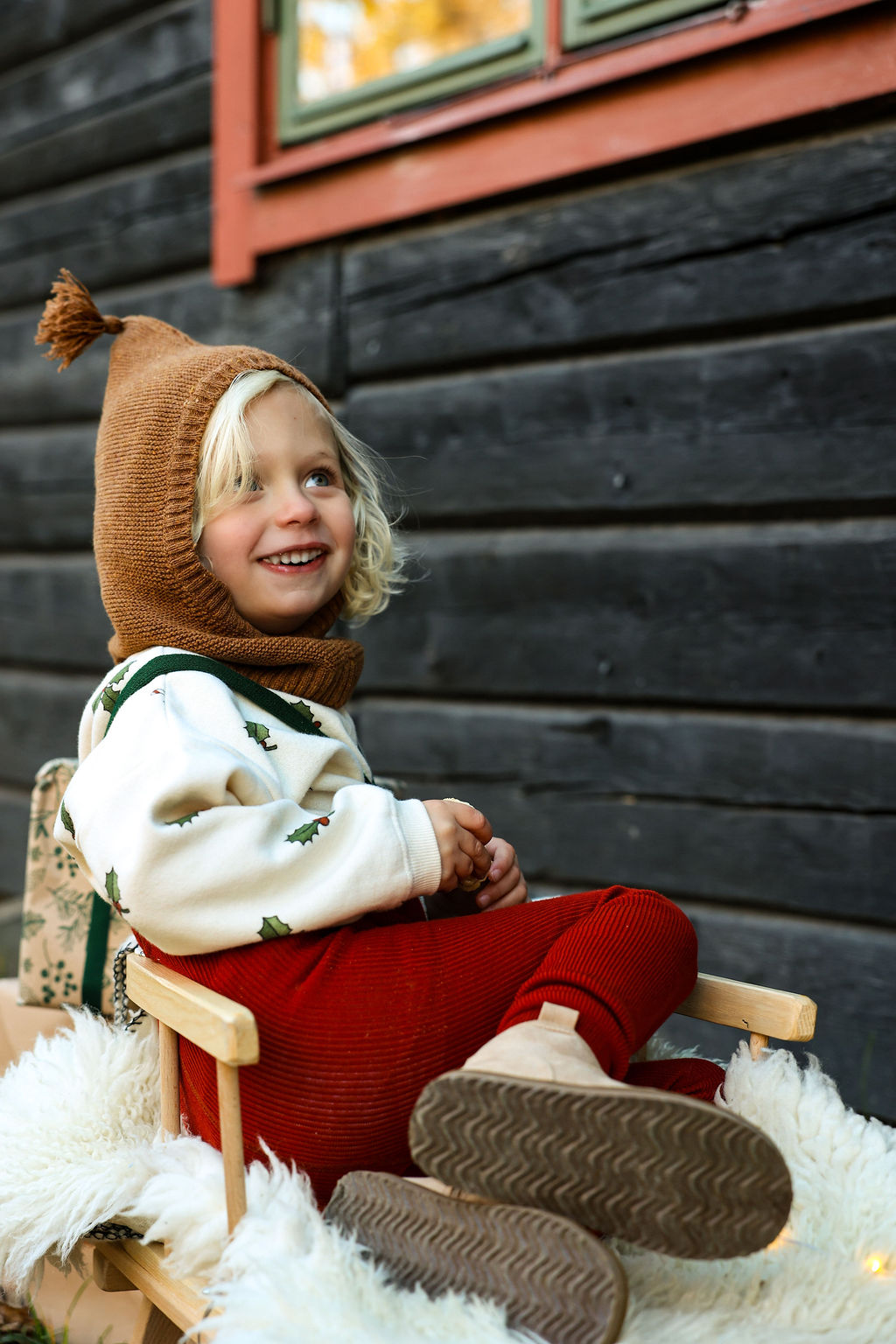 Silly Silas Maple Leaf w Dark Forest Green Footless Tights