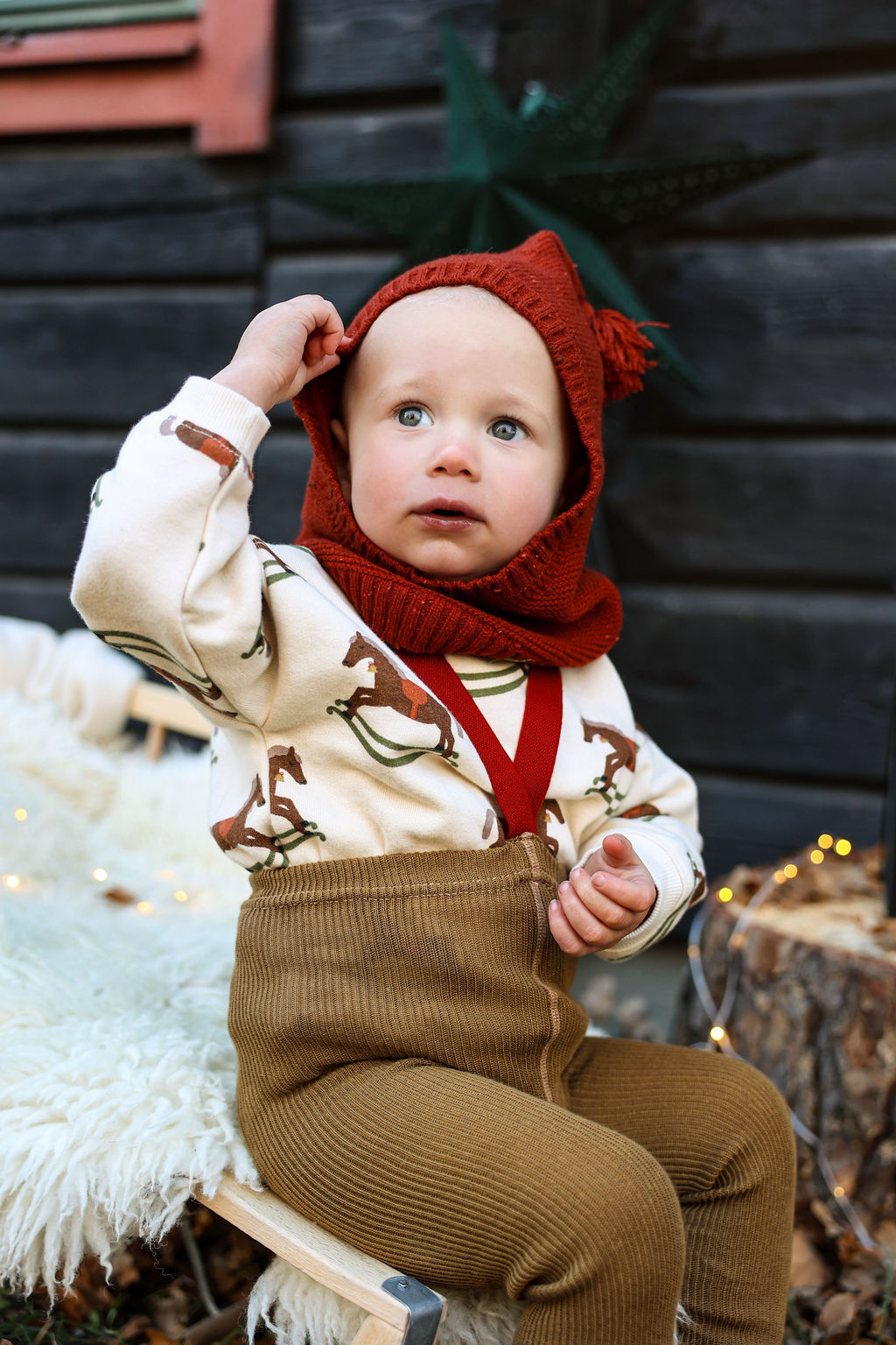 Silly Silas Acorn Brown w Maple Leaf Footless Tights