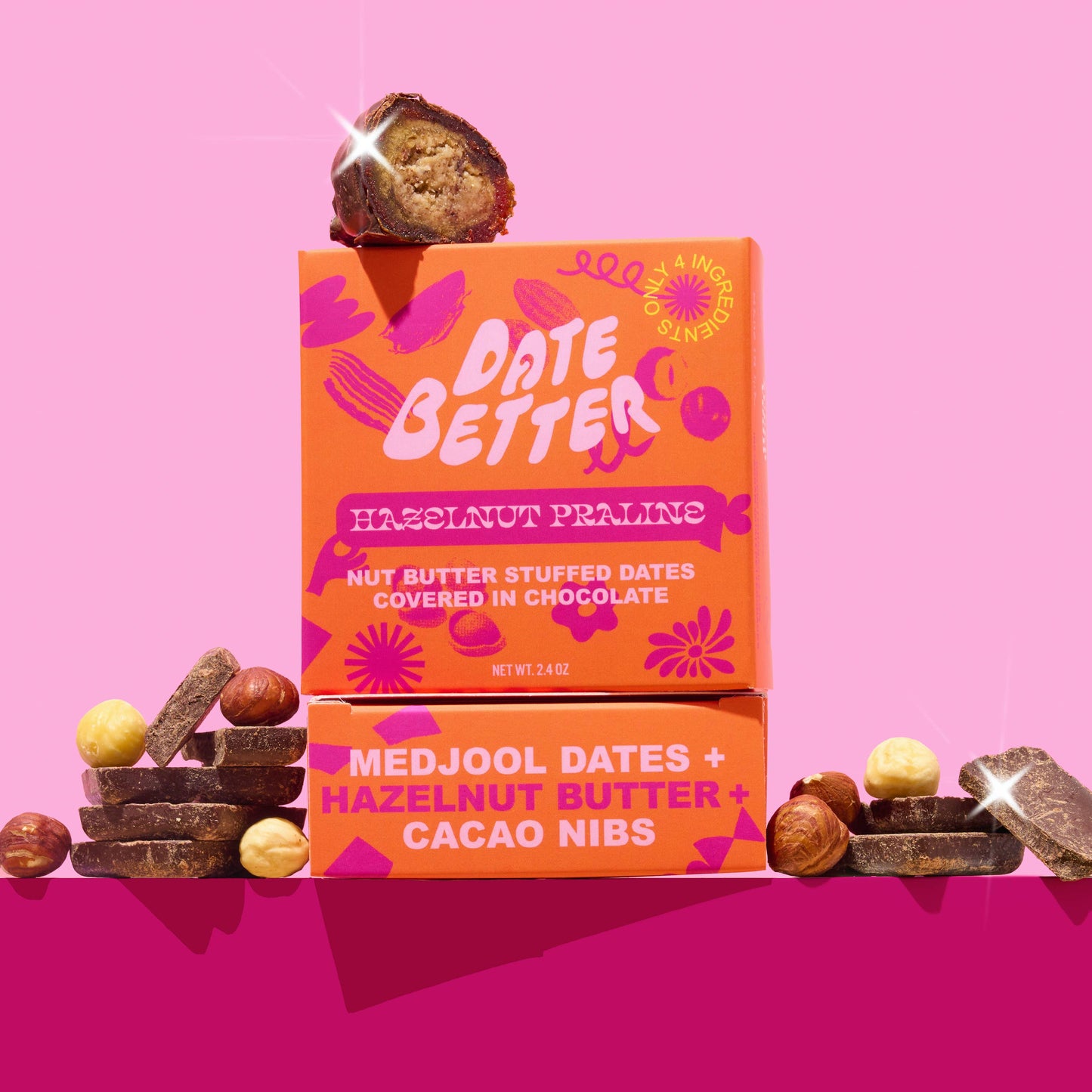Hazelnut Praline Chocolate Covered Dates