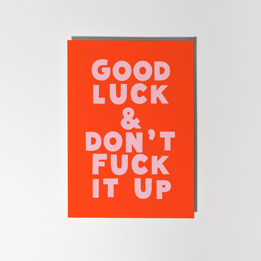 Good Luck & Don't Fuck It Up Greeting Card