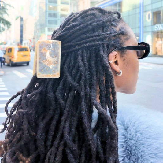 Moon Tarot Card Hand-Painted Claw Hair Clip