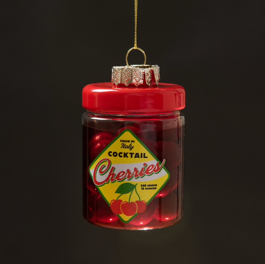Jar of Cherries Glass Christmas Decoration