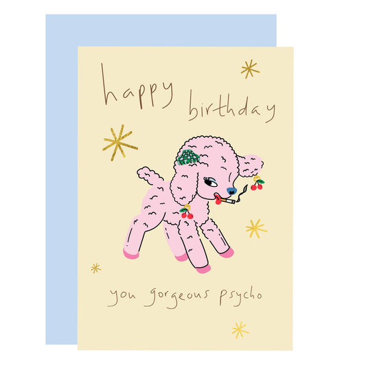 Birthday Little Lamb Psycho Greeting Card