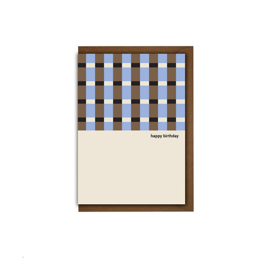 Blue Black Brown Block Birthday Greeting Card