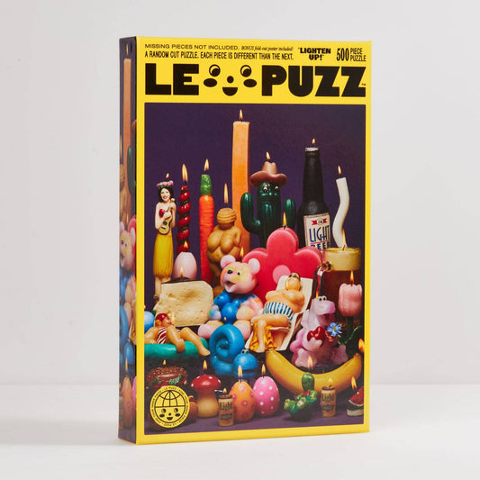 LE-PUZZ puzzle box with colorful illustrations on a white background
