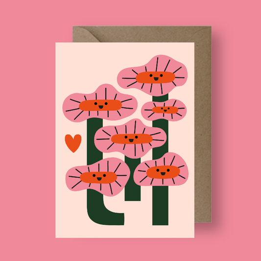 Smiling Flowers Greeting Card