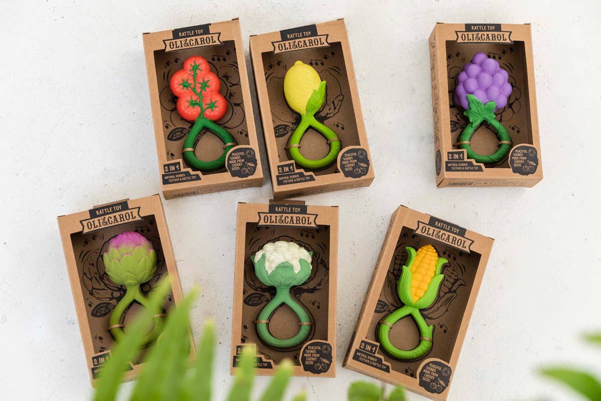 Lemon Natural Rubber Baby Rattle