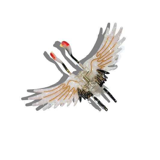 Hand-Painted Crane Bird Claw Hair Clip