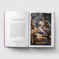 Open book showing text and images of a museum exhibit with animal skulls and a bust.