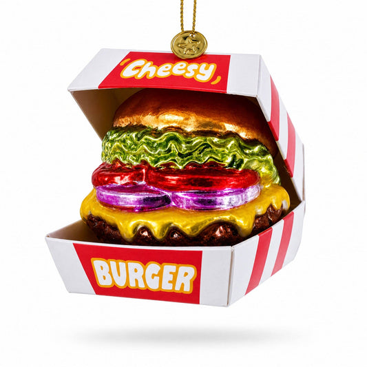 Cheeseburger Glass Christmas Ornament
