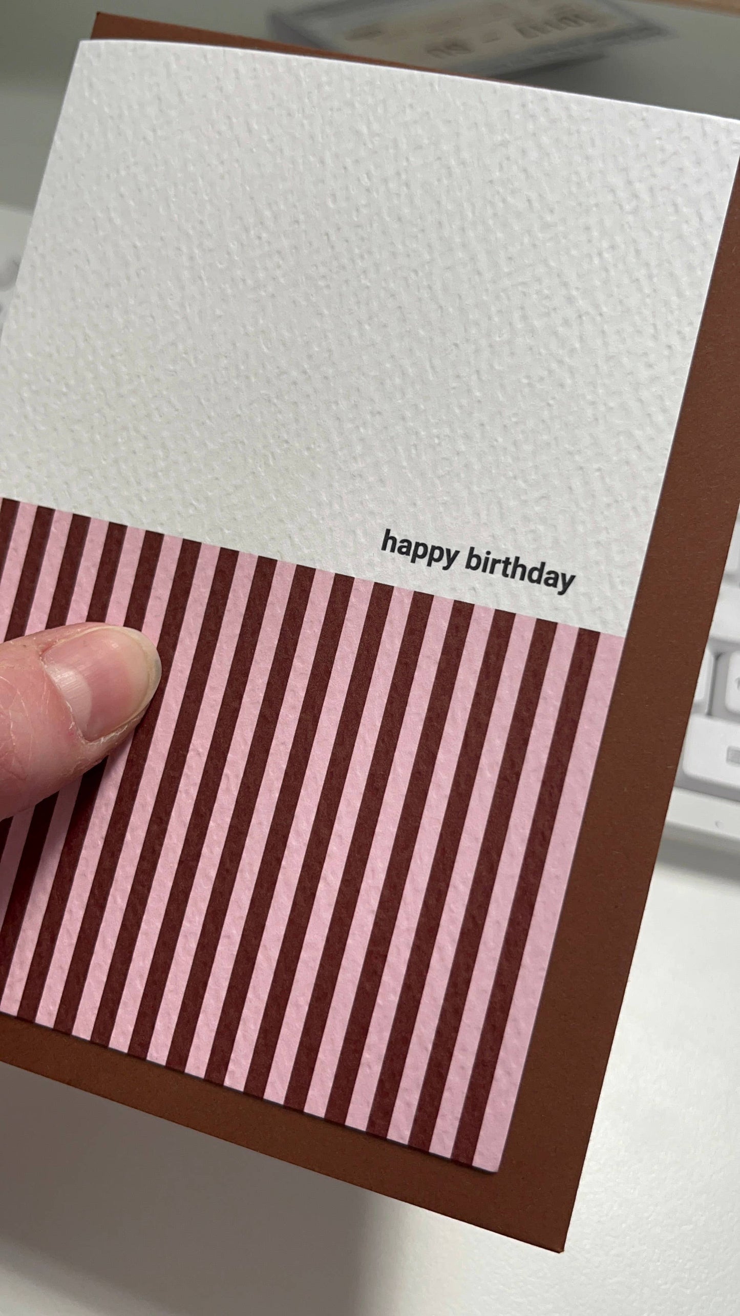 Pink & Brown Stripe Birthday Greeting Card